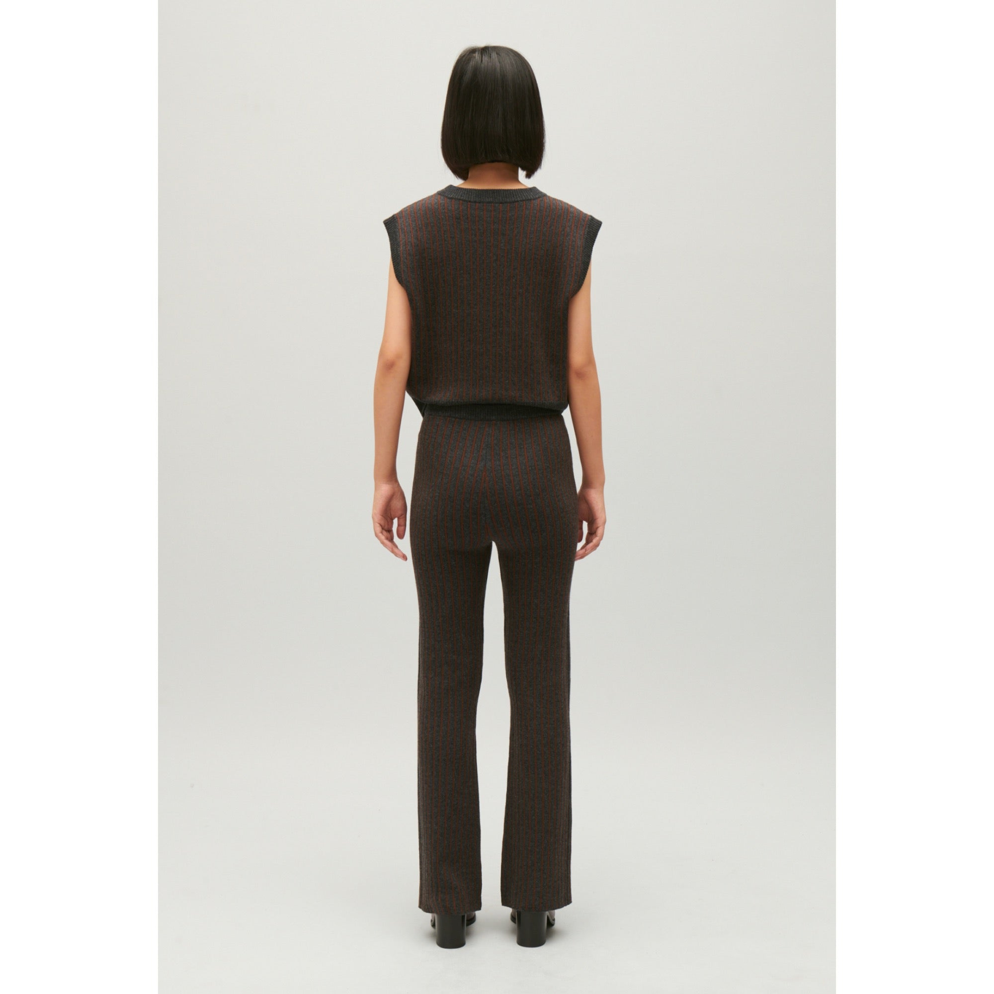 Women Stripy Knit Trousers  - Dual-Color
