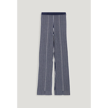 Women Stripy Knit Trousers - Navy