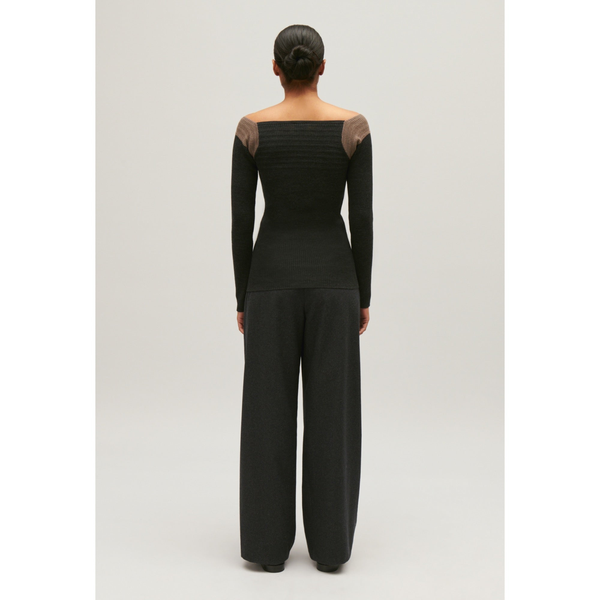 Women Marled Grey Ribbed Jumper - Mottled Grey