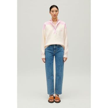Women Half-Zip Sweatshirt - Blush