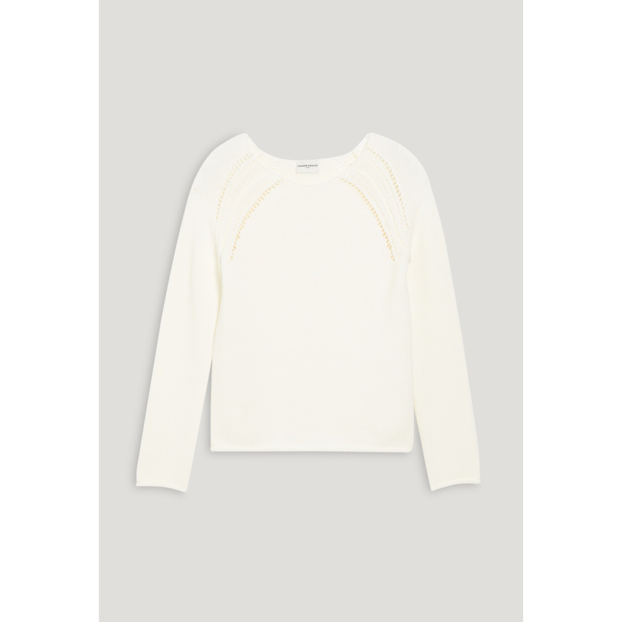 Women Ecru Knitted Jumper With Embroidery - Ecru