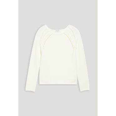 Women Ecru Knitted Jumper With Embroidery - Ecru