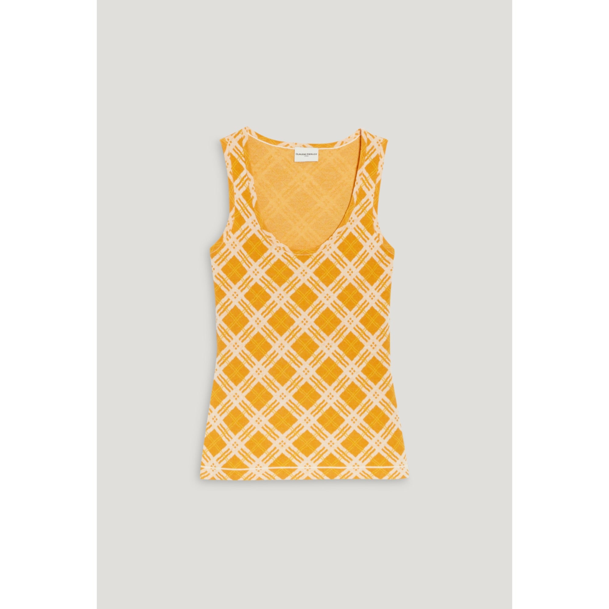 Women Yellow Checked Vest Top - Multicolored