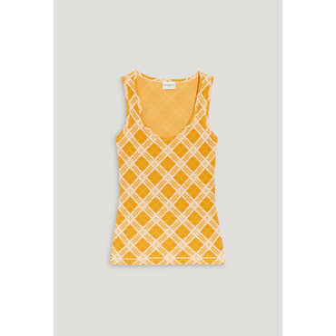 Women Yellow Checked Vest Top - Multicolored