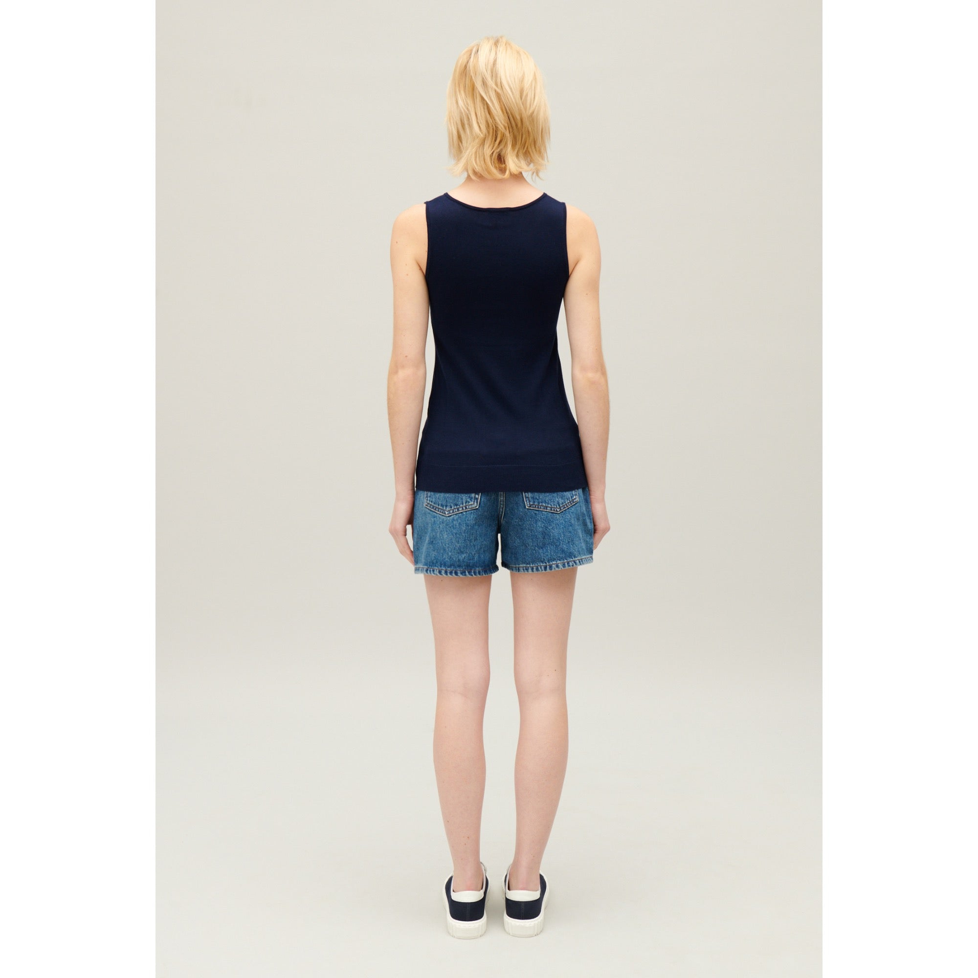 Women Knit Vest - Navy