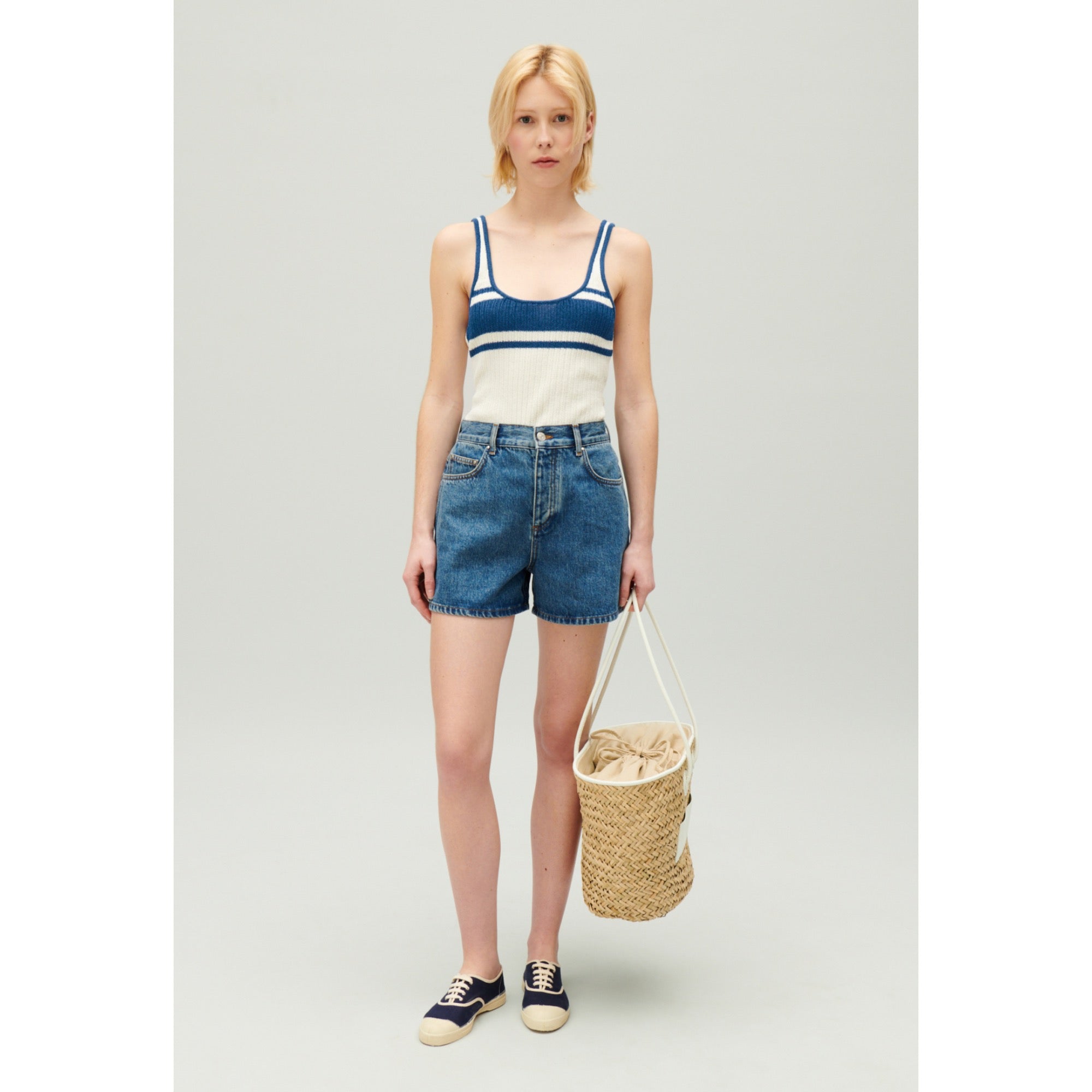 Women Cream Knitted Vest Top - Ecru