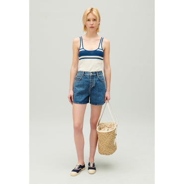 Women Cream Knitted Vest Top - Ecru