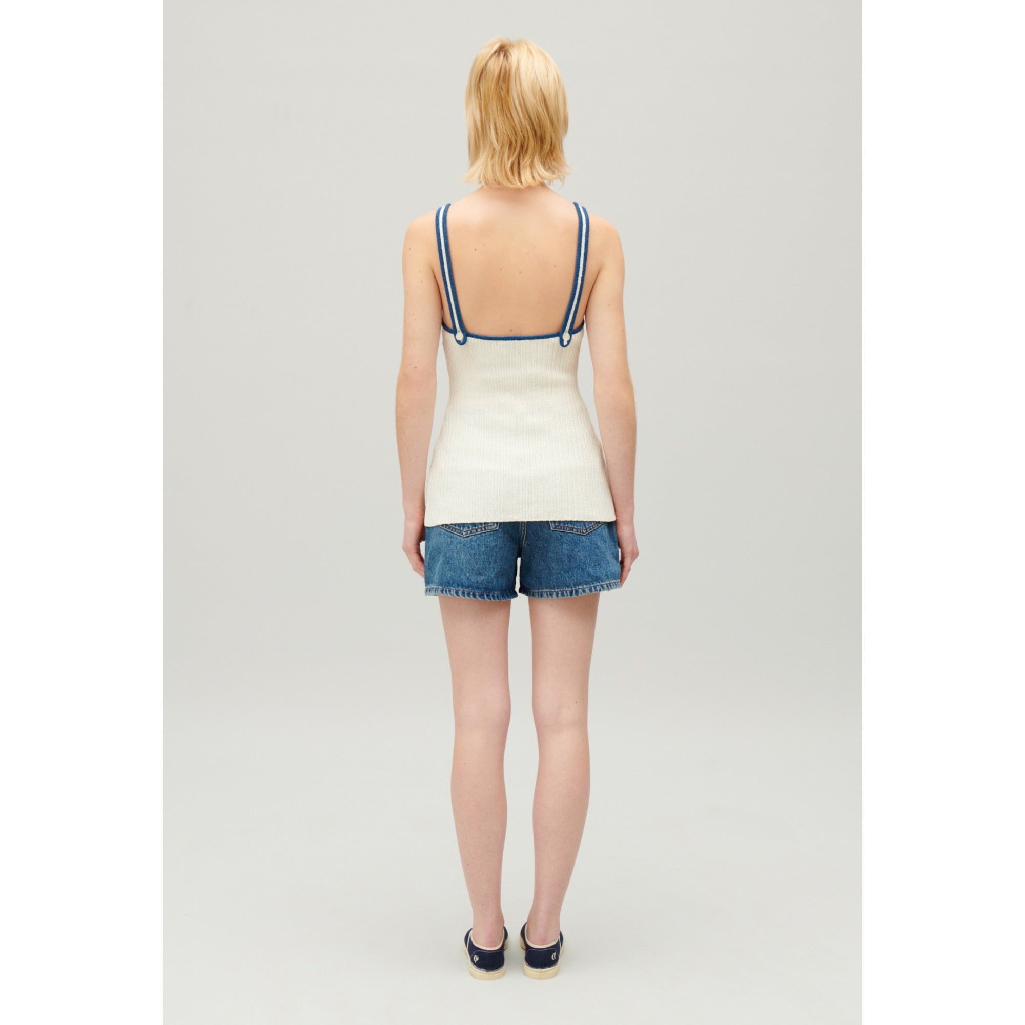Women Cream Knitted Vest Top - Ecru