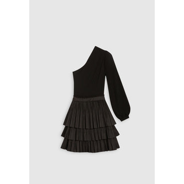 Women Robe Patineuse Asymétrique - Noir