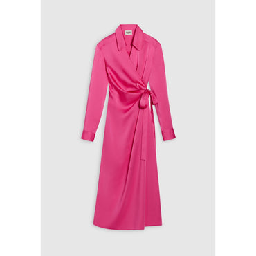 Women Pink Mid-Length Wrap Dress- Bubble Gum