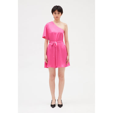 Women Pink Asymmetrical Mini Dress - Bubble Gum