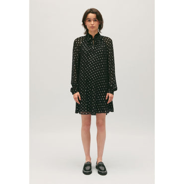 Women Rififi Short Black Dotty Dress - Noir