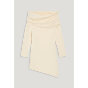 Women Asymmetric Knitted Dress - Vanilla