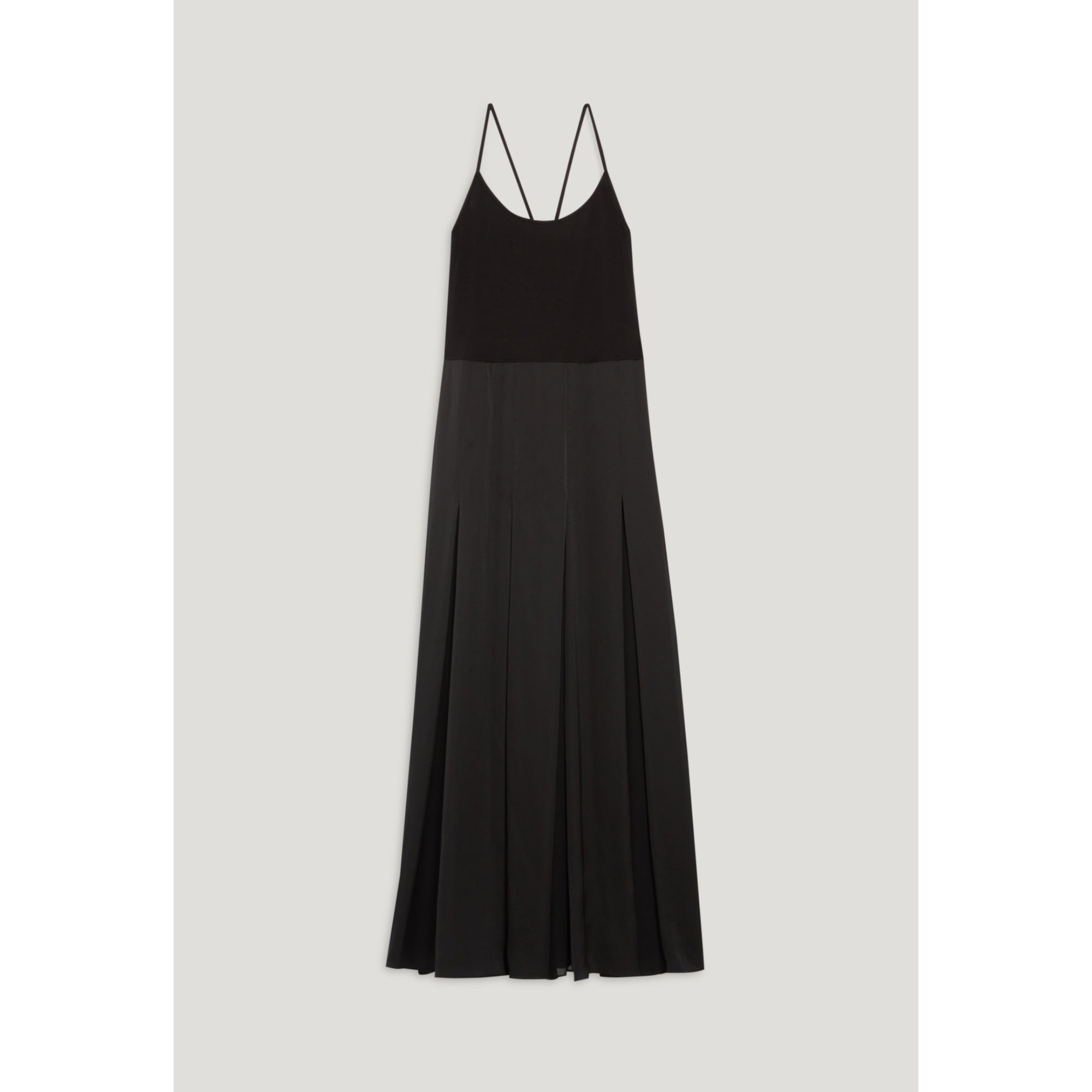 Women Black Midi Dress With Crossover Back - Black