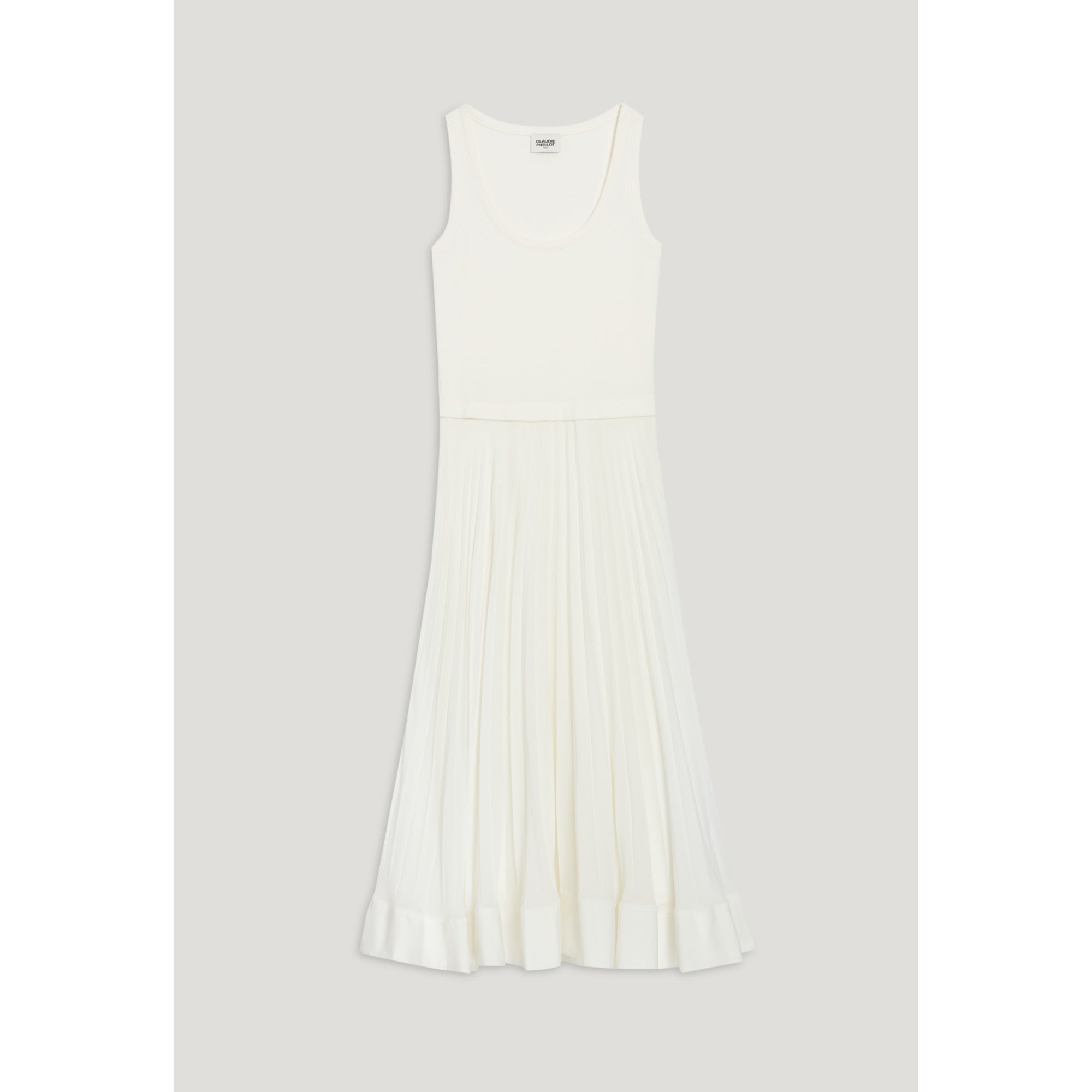 Women Illusion Effect Maxi Dress - Ecru