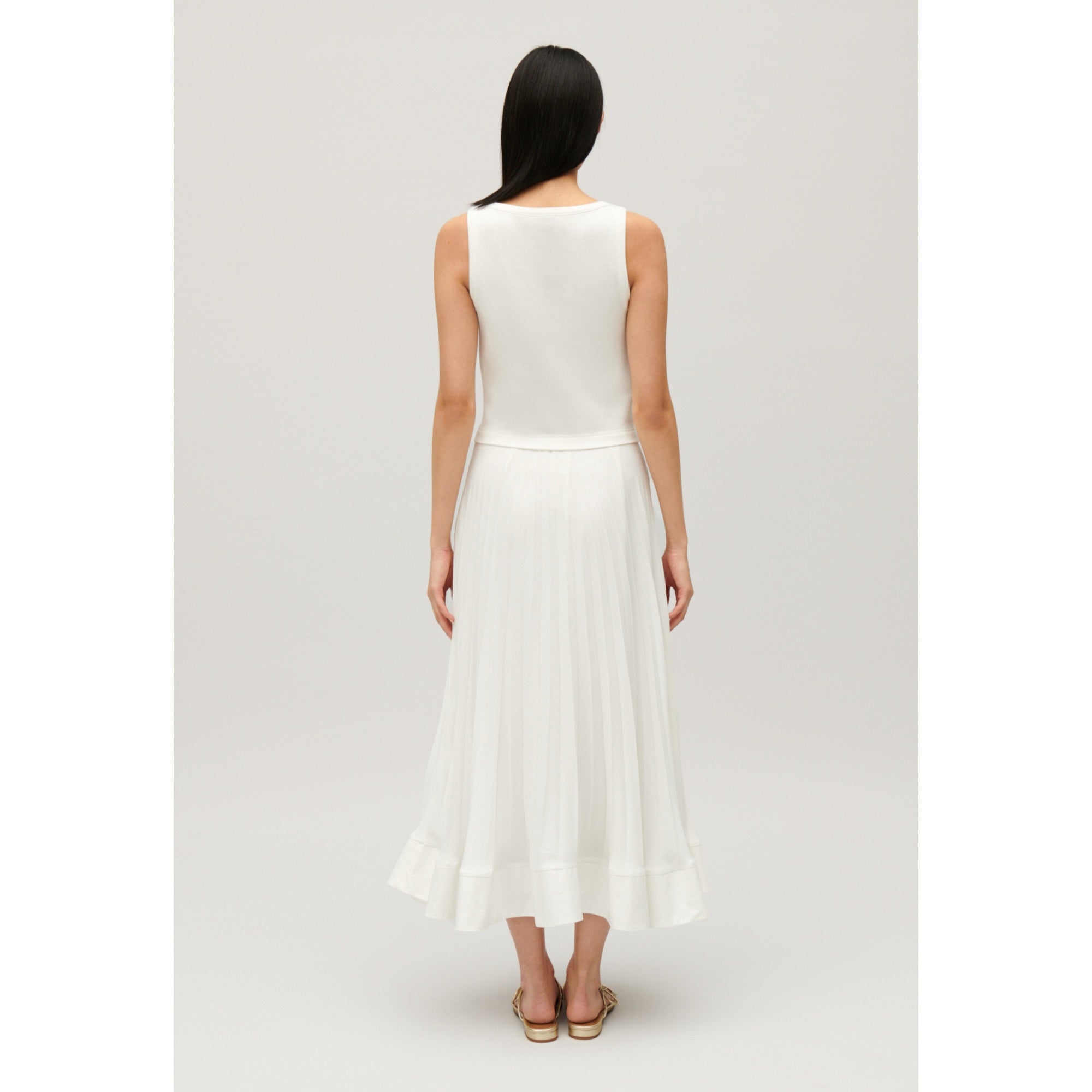 Women Illusion Effect Maxi Dress - Ecru