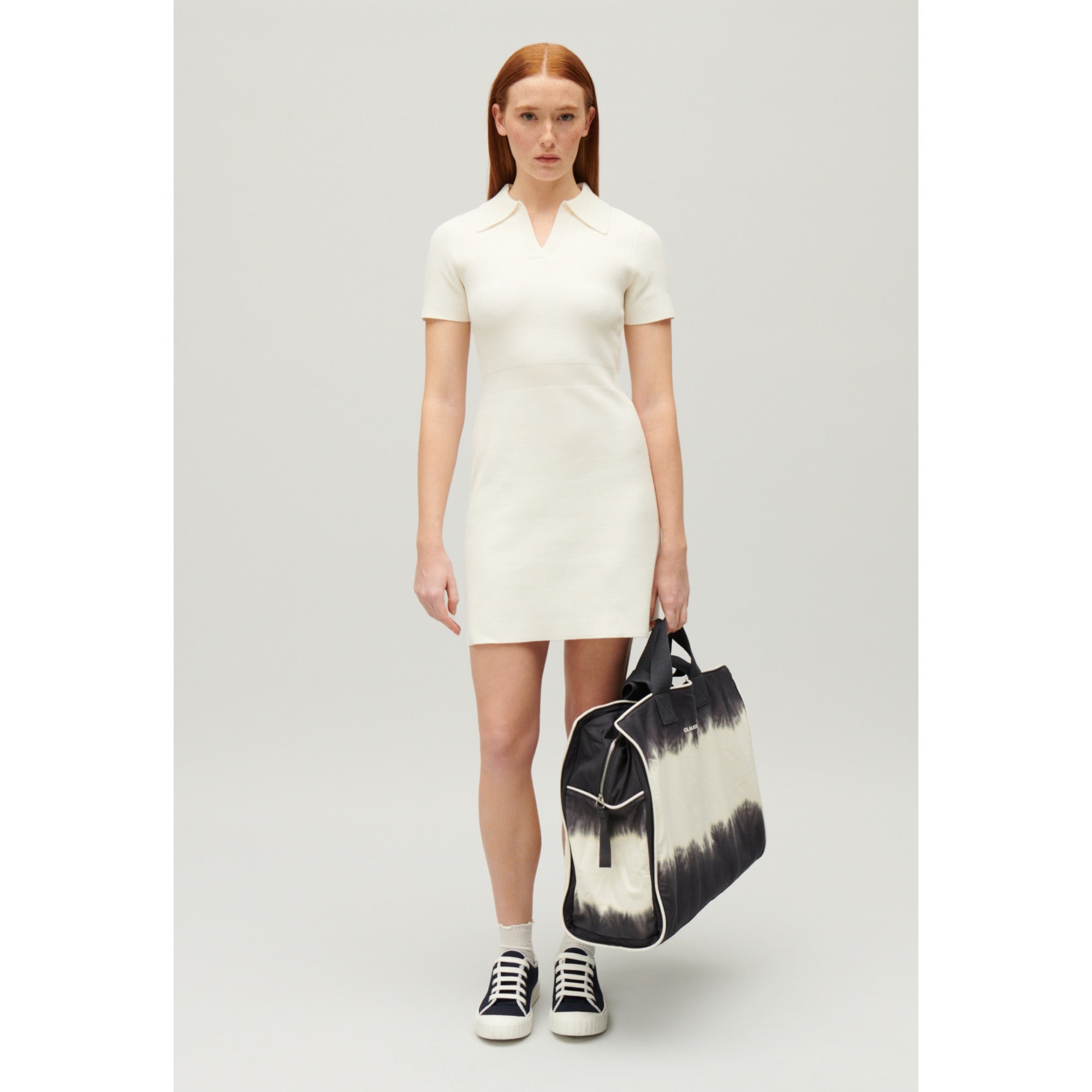 Women Knitted Short Dress - Ecru