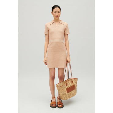 Women Knitted Short Dress - Beige