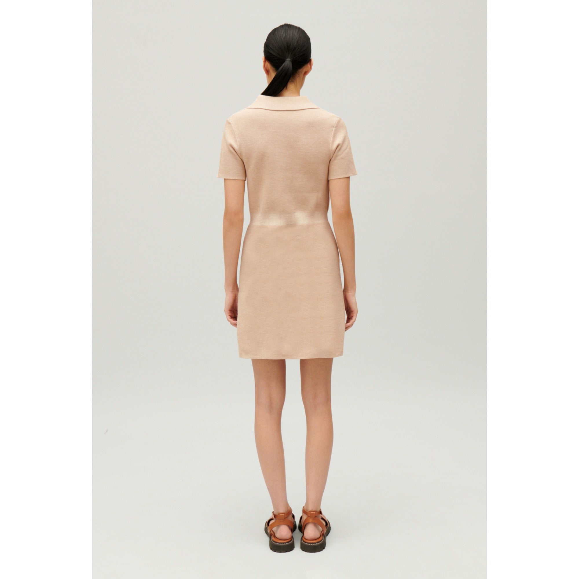 Women Knitted Short Dress - Beige