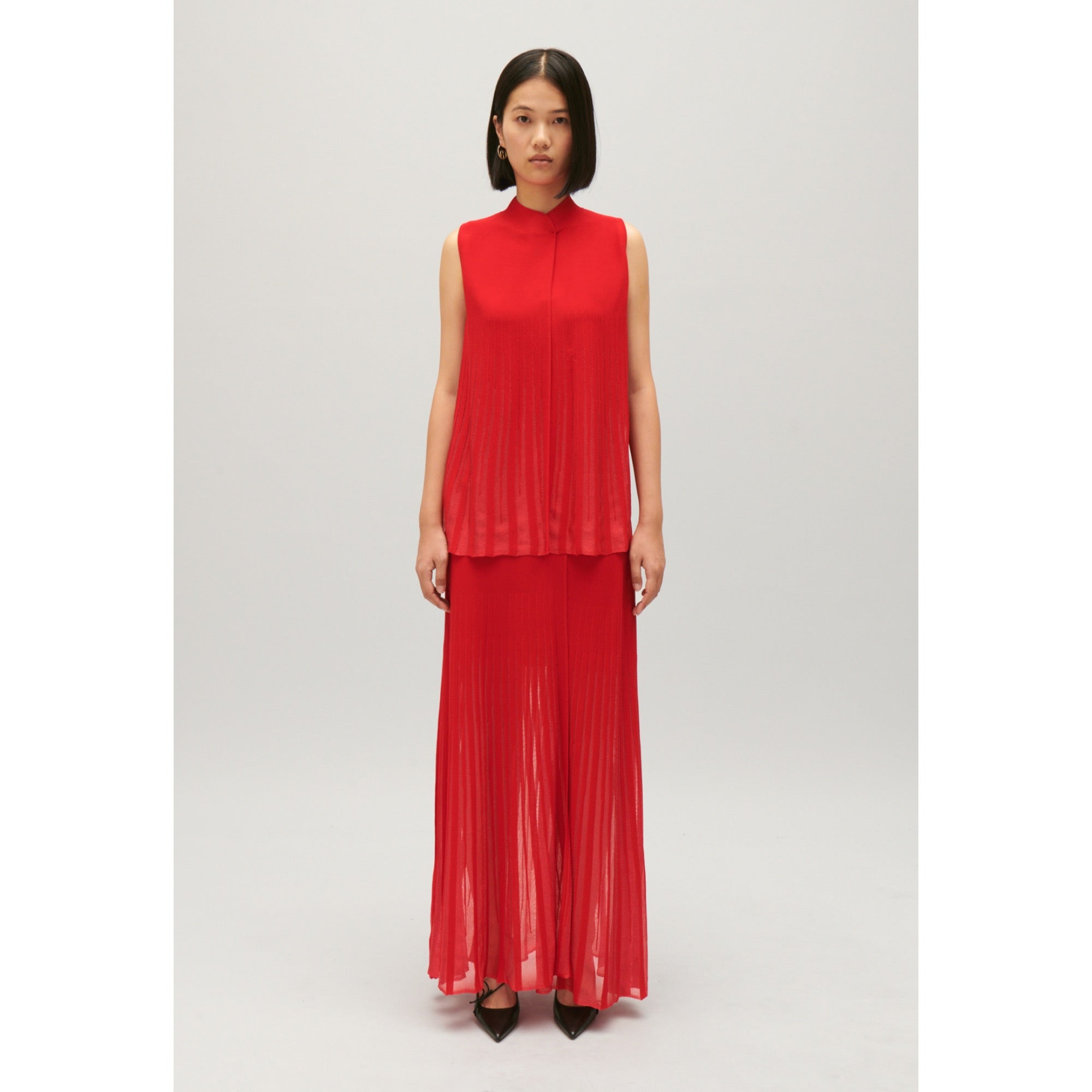 Women Sleeveless, Floaty Top - Red