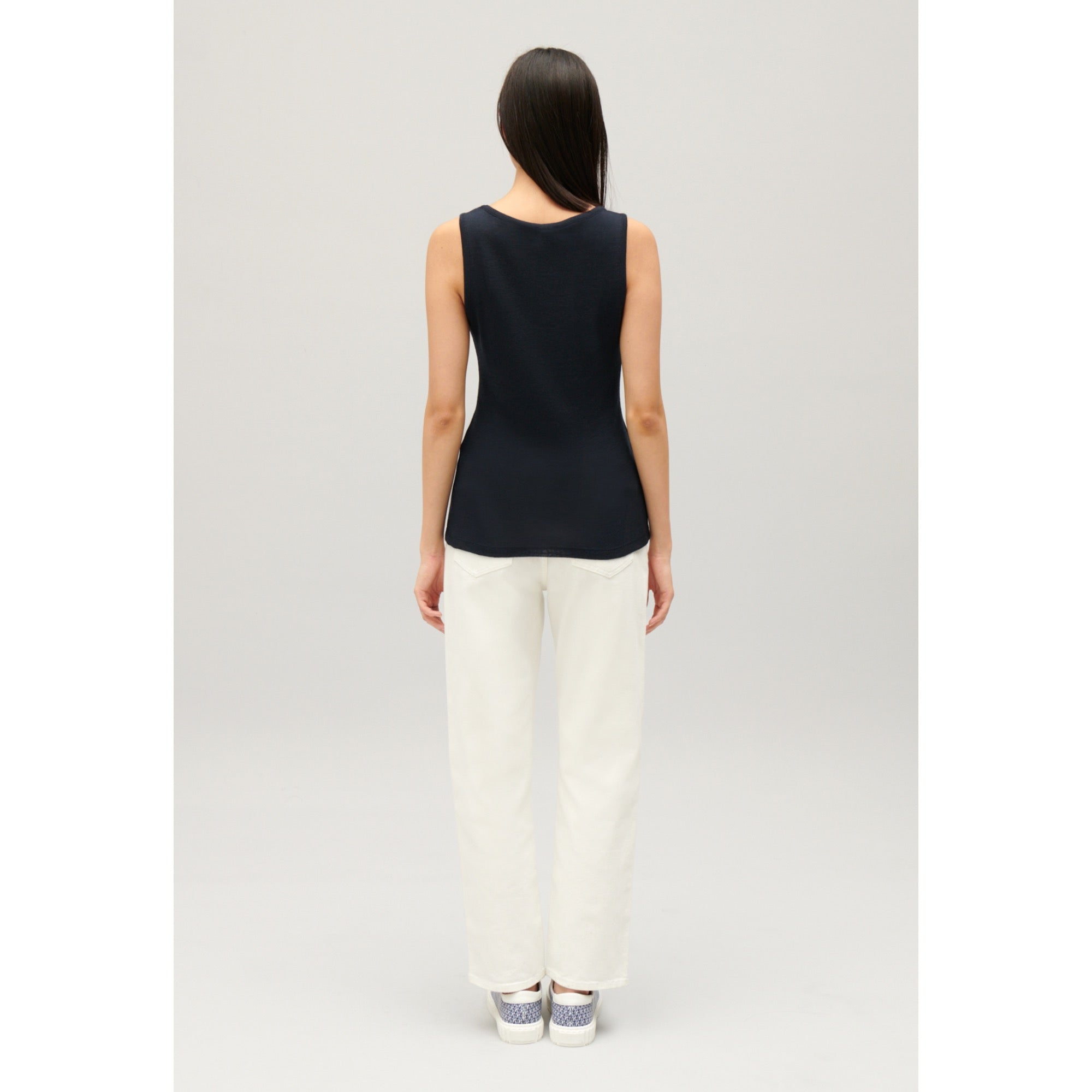 Women Wool Vest Top - Navy