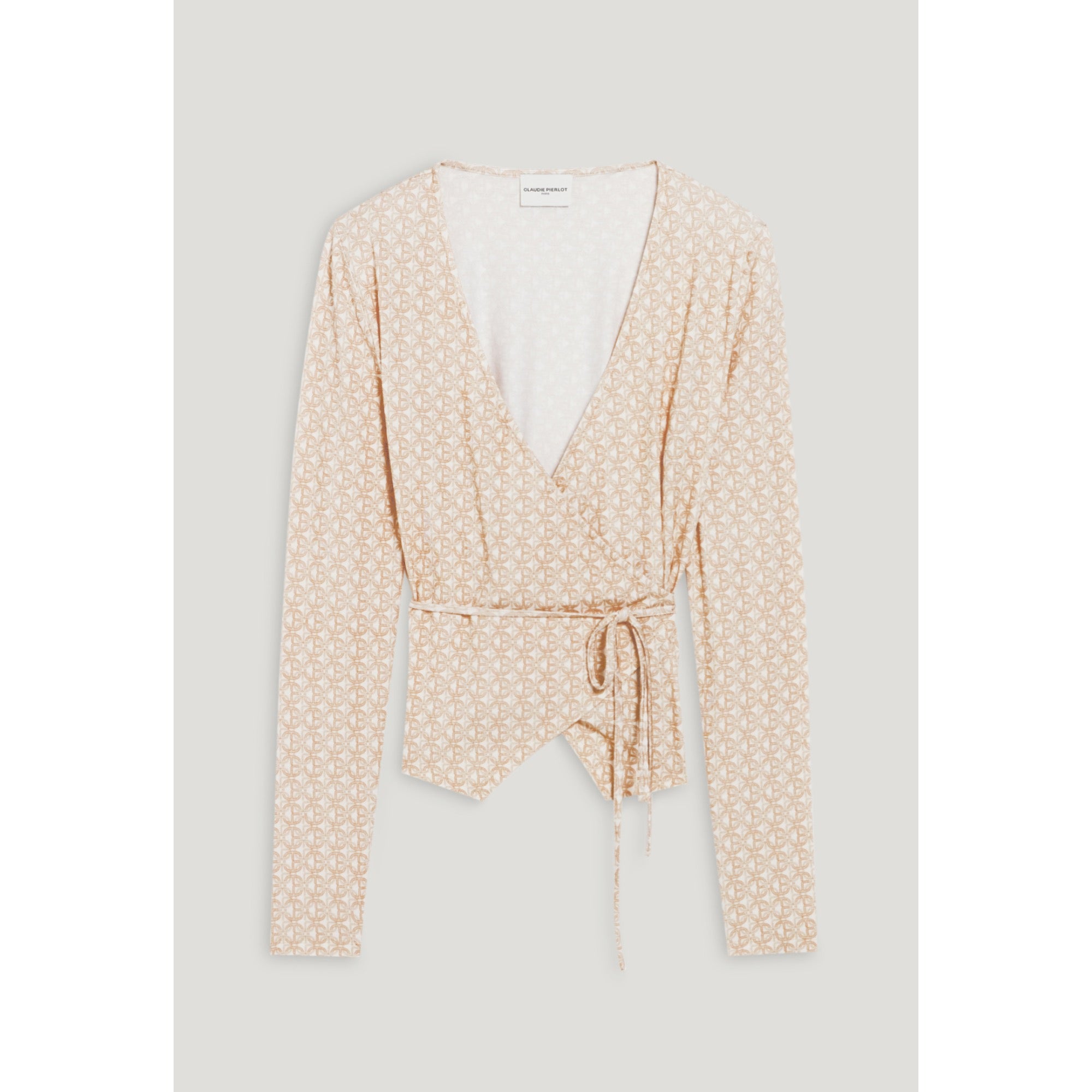 Women Beige Wrap Top - Light Print