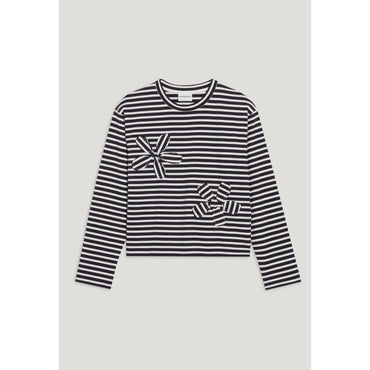 Women Navy Striped T-Shirt - Dual-Color