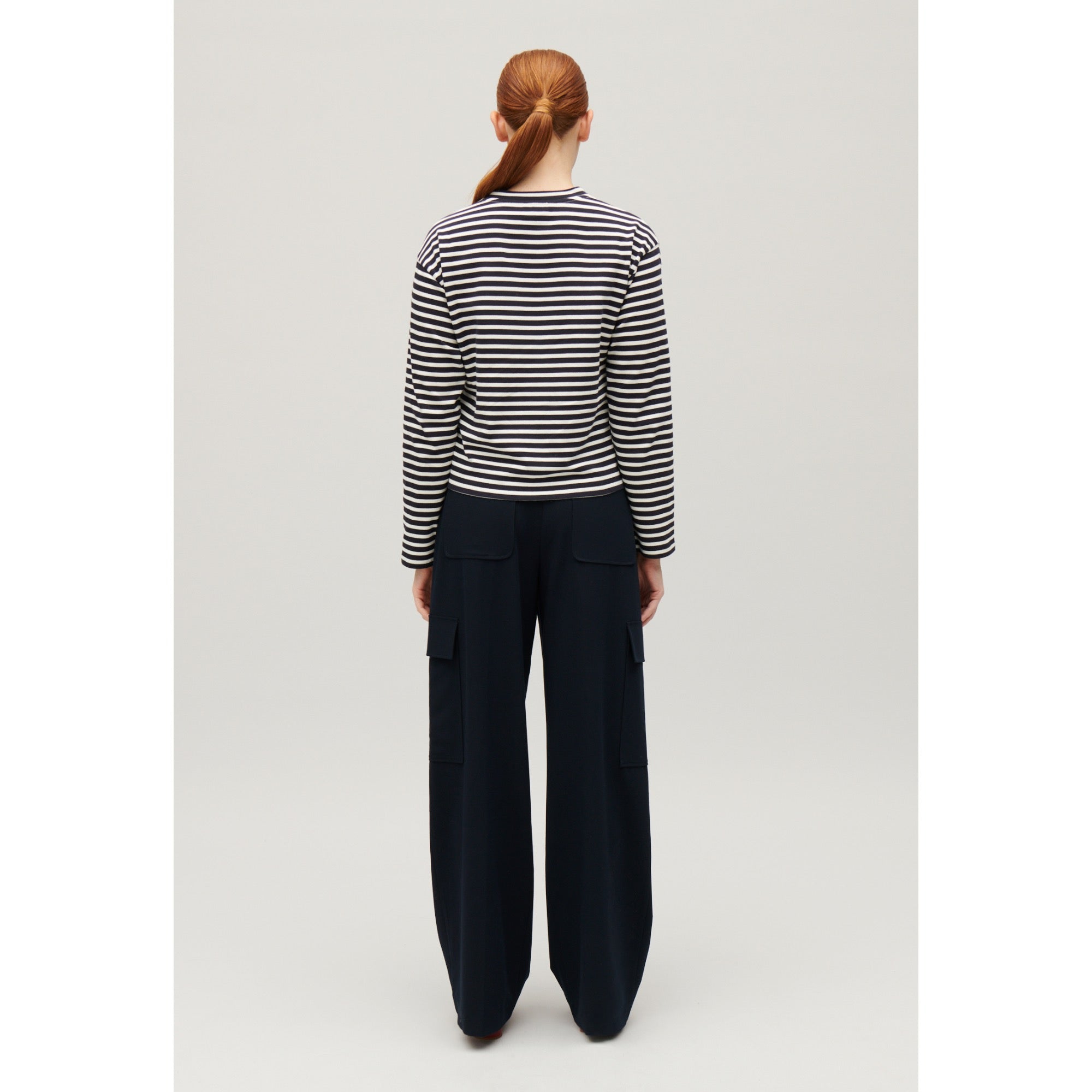 Women Navy Striped T-Shirt - Dual-Color