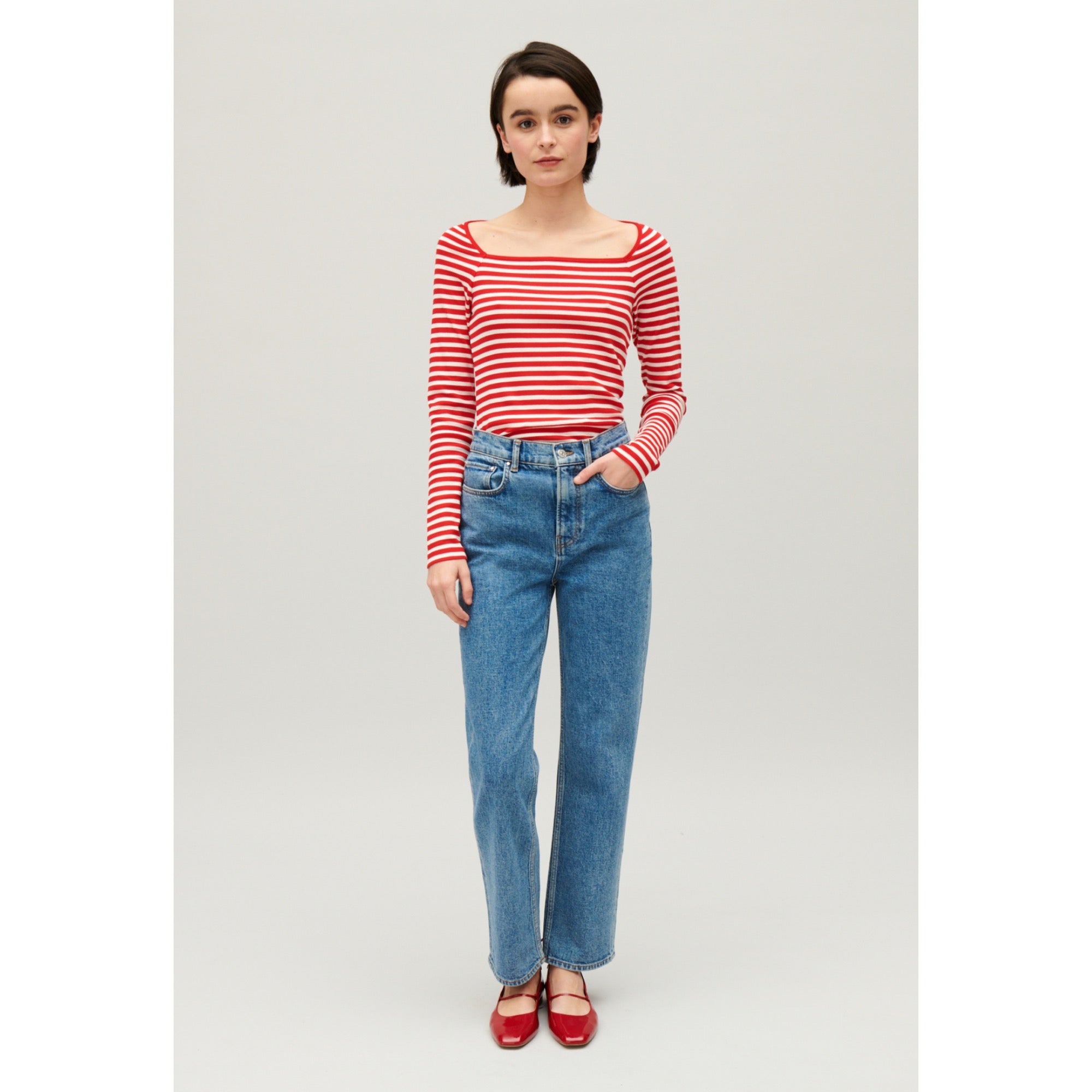 Women Striped T-Shirt - Red