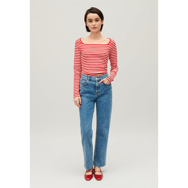 Women Striped T-Shirt - Red