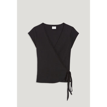 Women Black Wrapover Top - Black