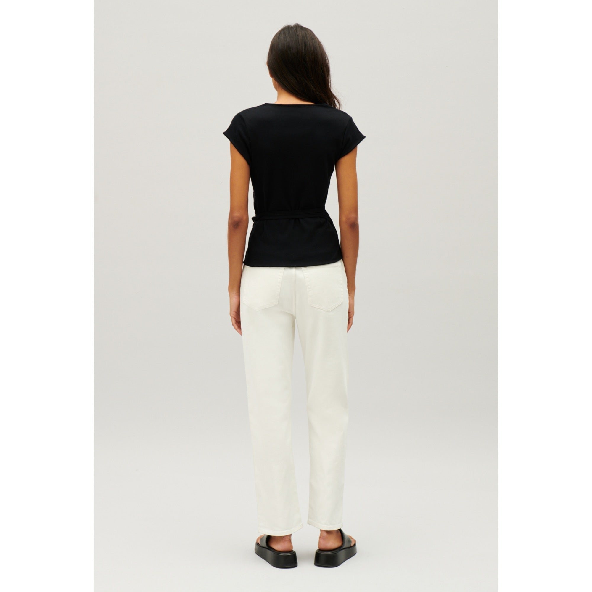 Women Black Wrapover Top - Black