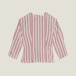 Women Long-Sleeved Striped Top - Bordeaux