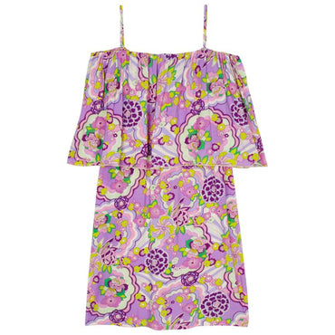 Purple Print Mother/Daughter Rainbow Flower Women Freda Dresses