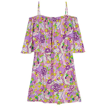 Purple Print Mother/Daughter Rainbow Flower Women Freda Dresses