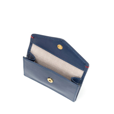 Envelope Flap Coin Pouch Card Holder (RFID USA Nappa Leather) - Blue