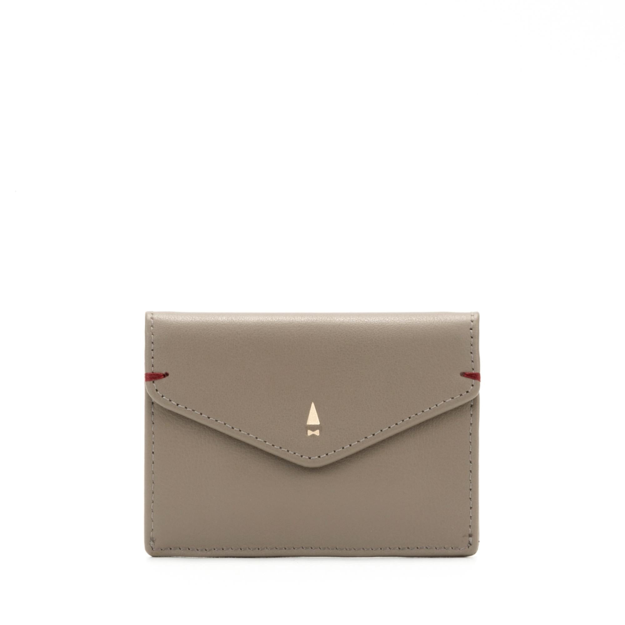 Envelope Flap Coin Pouch Card Holder (RFID USA Nappa Leather) - Taupe Grey