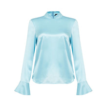 Women Mandarin Blouse With A Shaped Sleeve - Lt.Blue