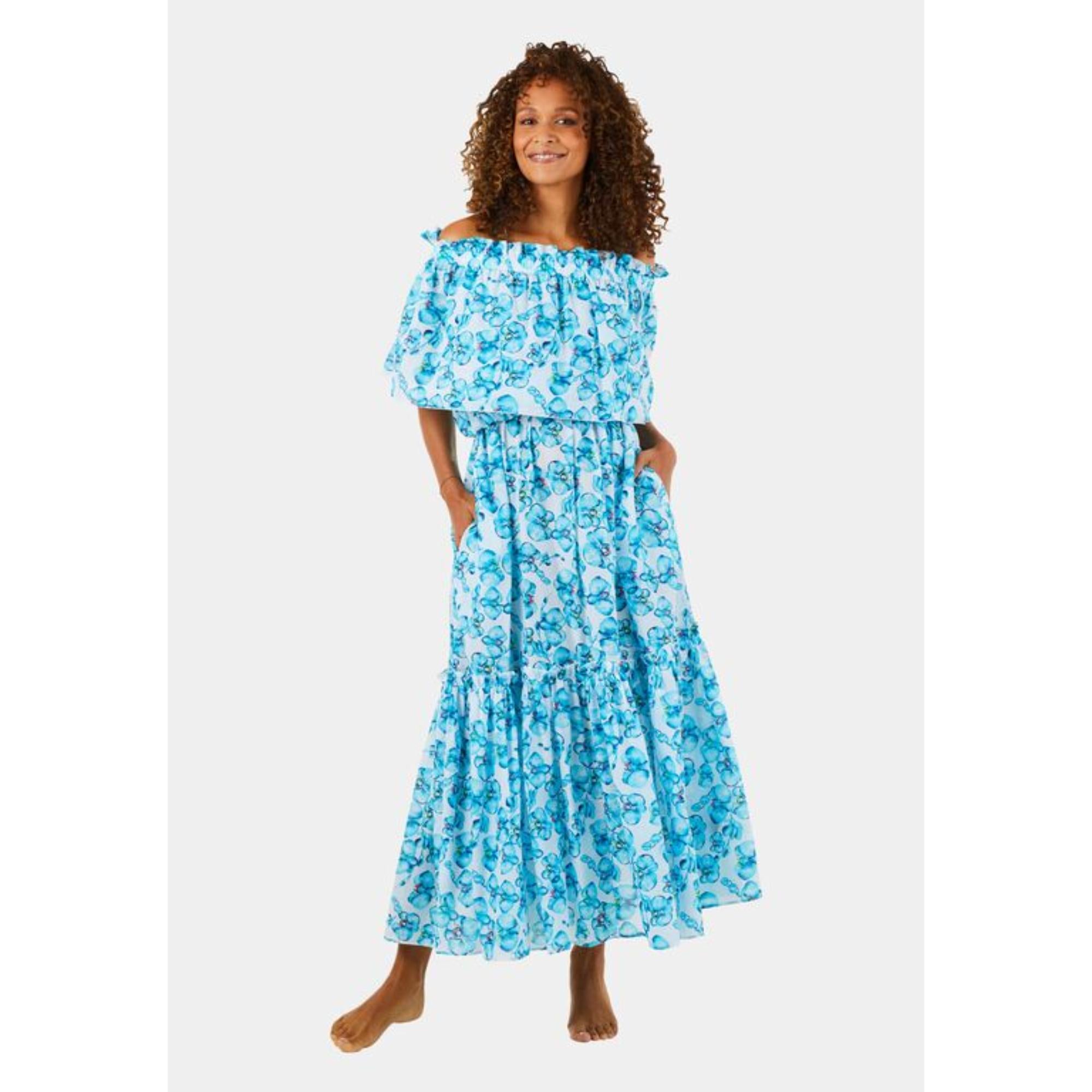 Blue Print Mother/Daughter Orchidees Women Fado Dresses