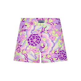 Purple Print Mother/Daughter Rainbow Flower Women Ferise Shorty