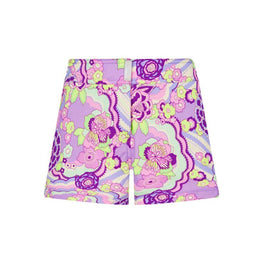 Purple Print Mother/Daughter Rainbow Flower Women Ferise Shorty