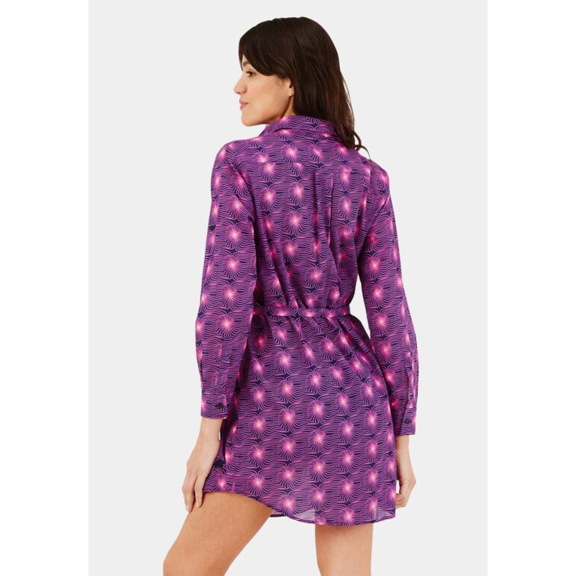 Purple Family Print Hypno Shell Violet Women Florence Dresses Shirt