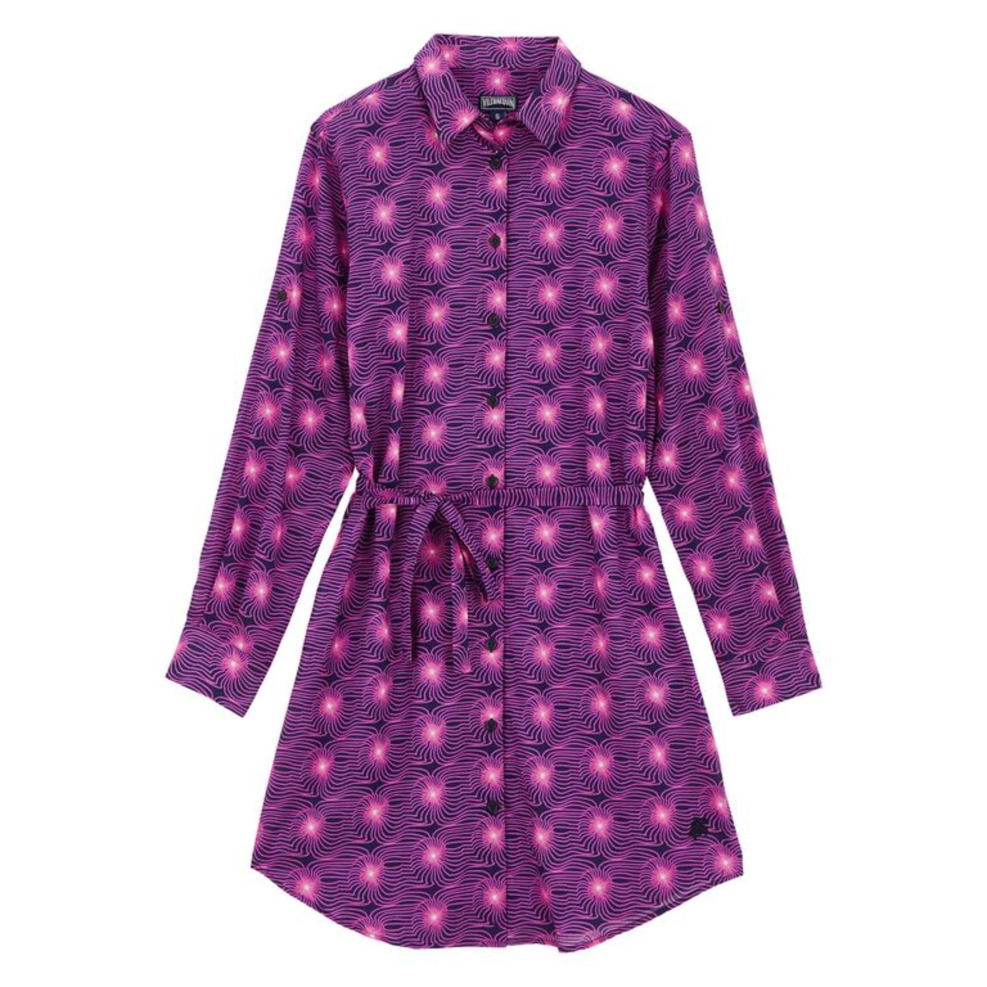 Purple Family Print Hypno Shell Violet Women Florence Dresses Shirt