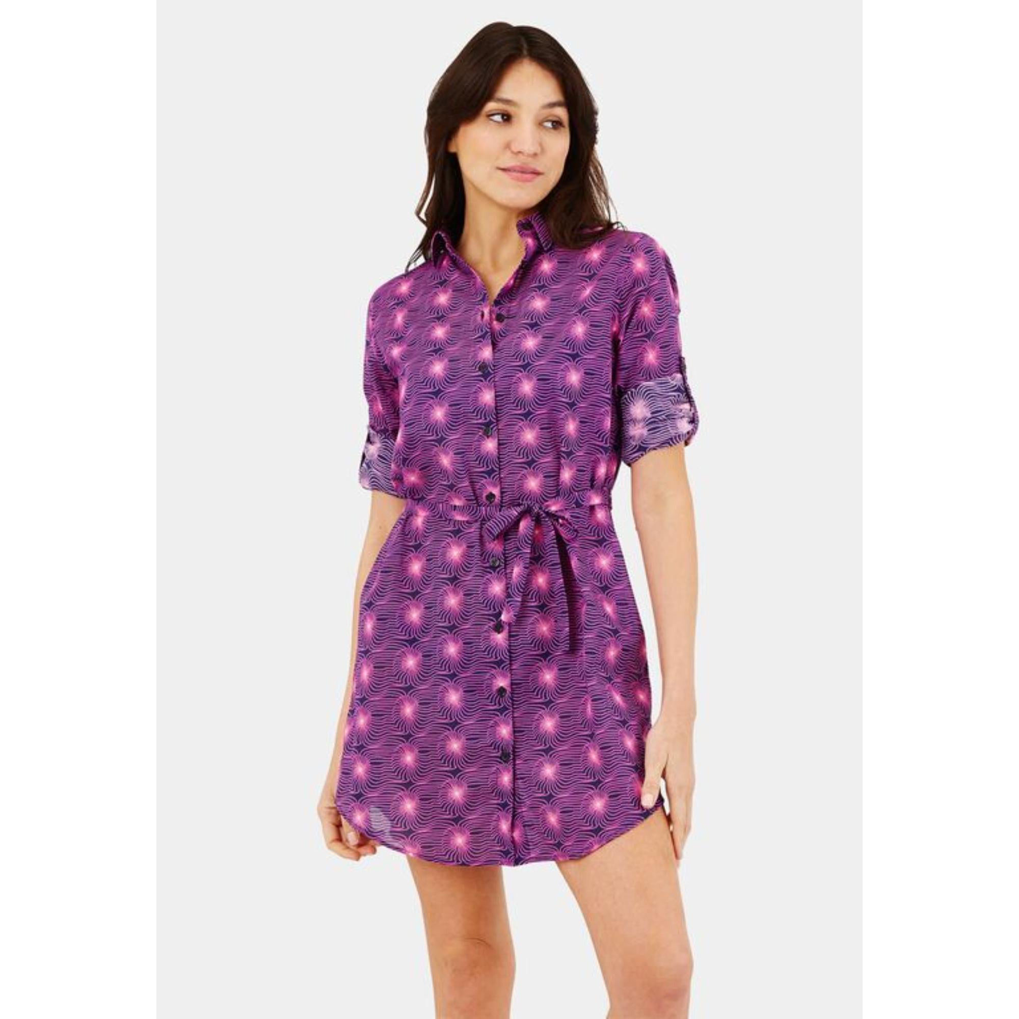 Purple Family Print Hypno Shell Violet Women Florence Dresses Shirt