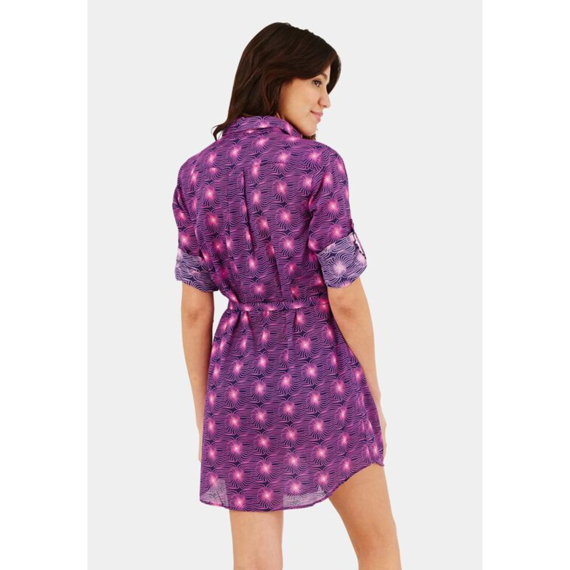 Purple Family Print Hypno Shell Violet Women Florence Dresses Shirt