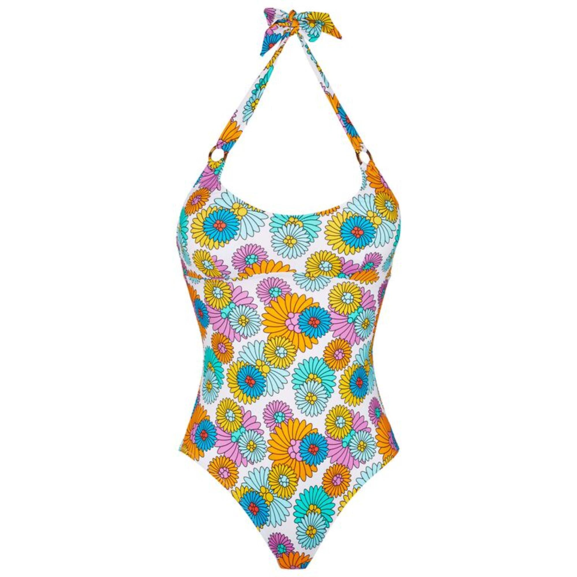 Multicolor Family Print Marguerite Women Fire Swimsuit