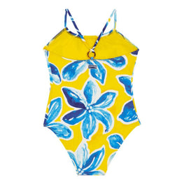 Yellow Family Print Macro Raiat Girl Gazette Swimsuit