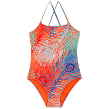 Orange Print Mother/Daughter Plumes Girl Gim Swimsuit