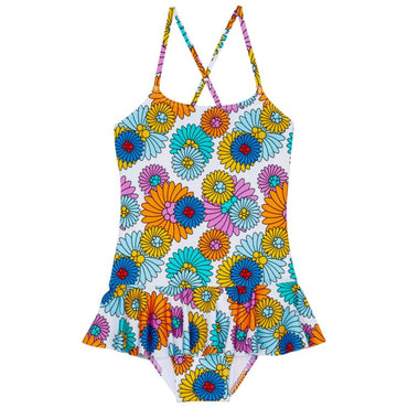 Multicolor Family Print Marguerite Girl Grilly Swimsuit