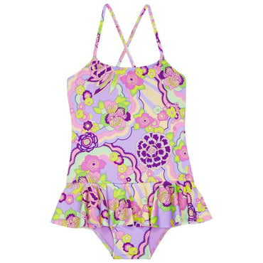 Pink Print Mother/Daughter Rainbow Flower Girl Grilly Swimsuit